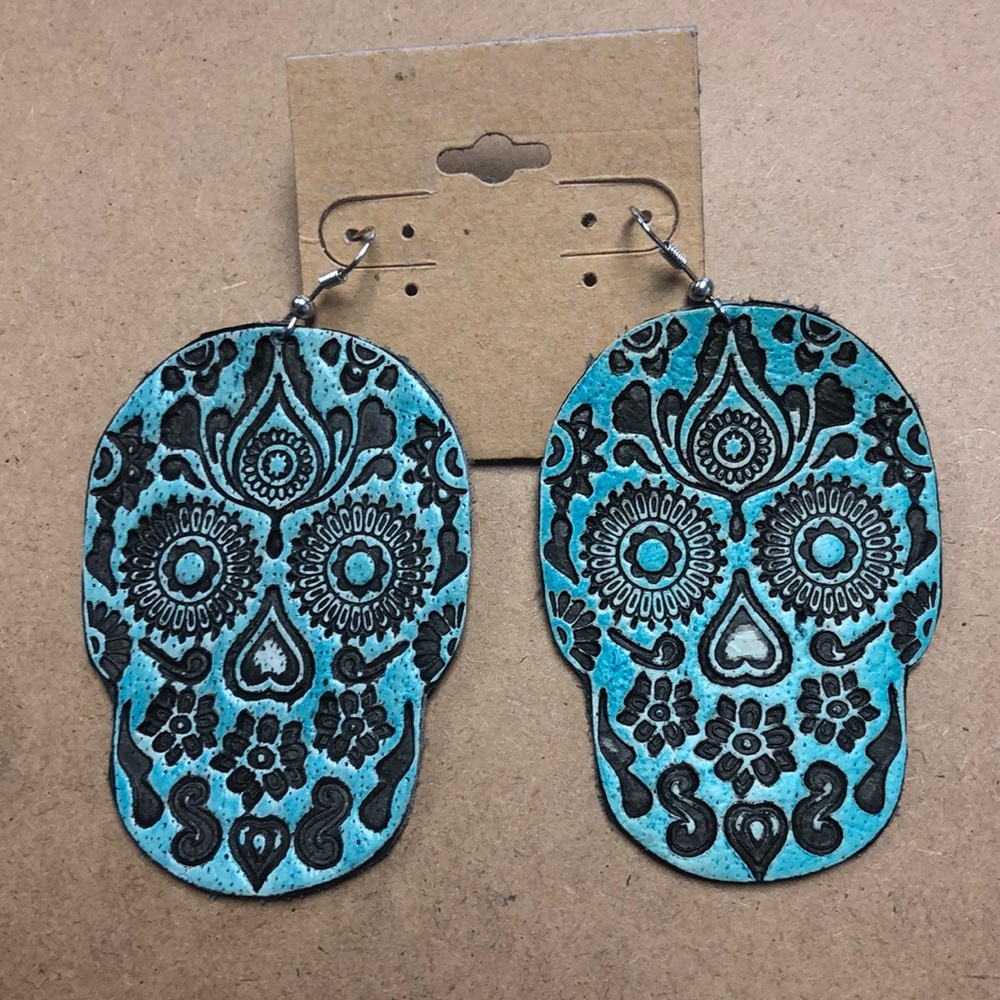Sugar Skull leather earrings